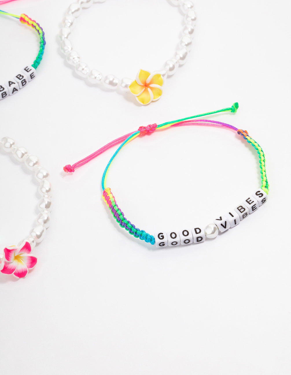 Beaded Block Letter Bracelet 4-Pack