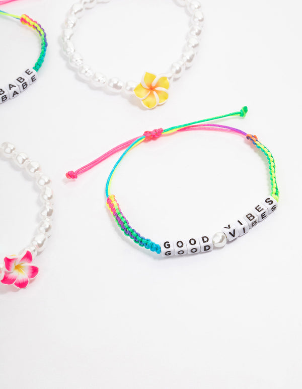 Beaded Block Letter Bracelet 4-Pack