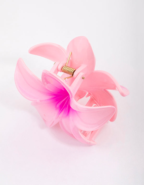 Plastic Pink Ombre Hibiscus Flower Claw Clip