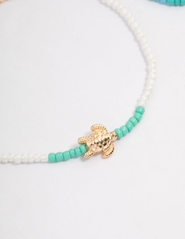 Gold Swimming Turtle Anklet