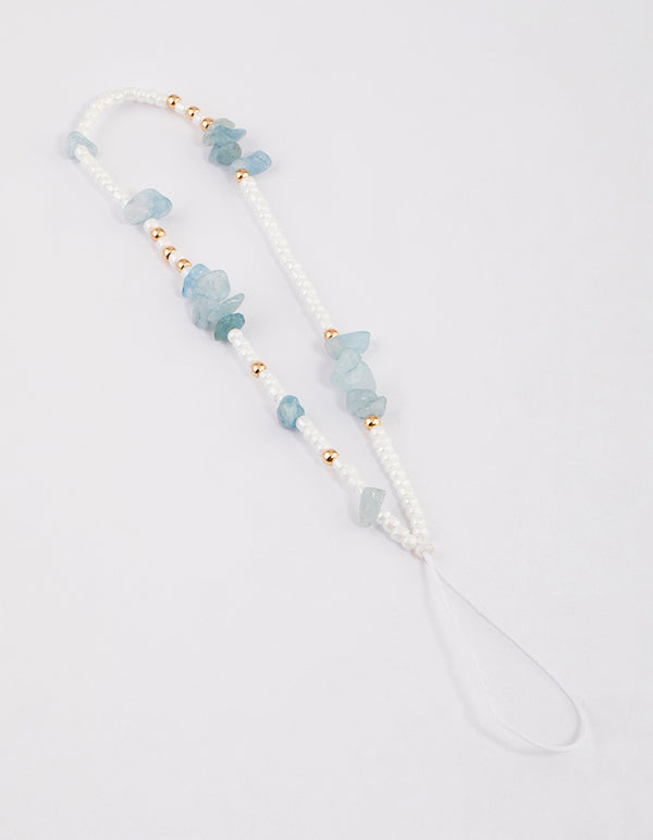 Gold Beaded Stone Phone Strap
