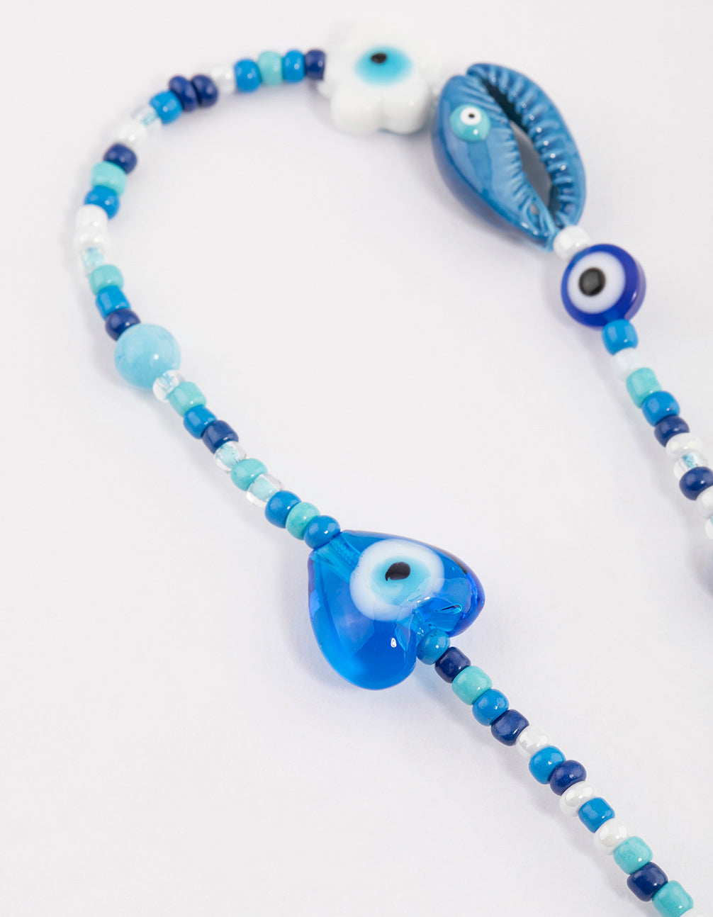 Blue Evil Eye & Heart Phone Strap
