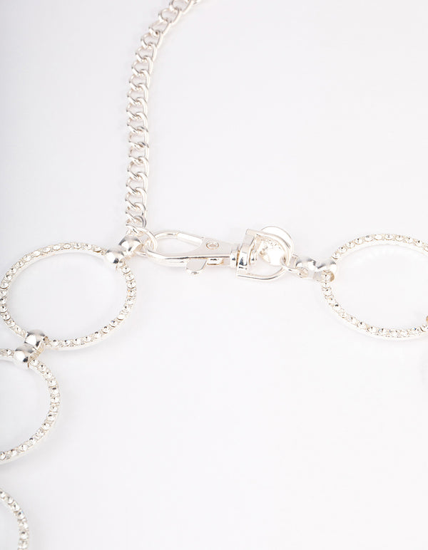 Silver Large Diamante Circle Belt