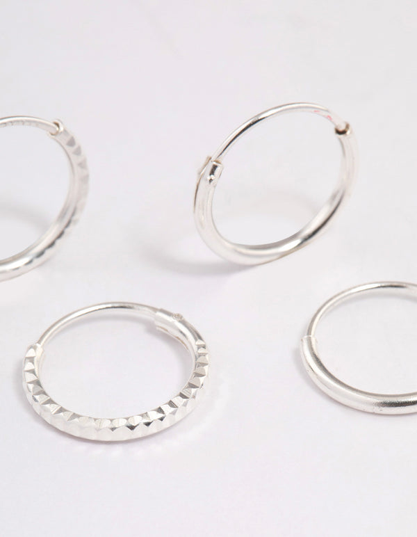 Sterling Silver Textured Hoop Earring Pack