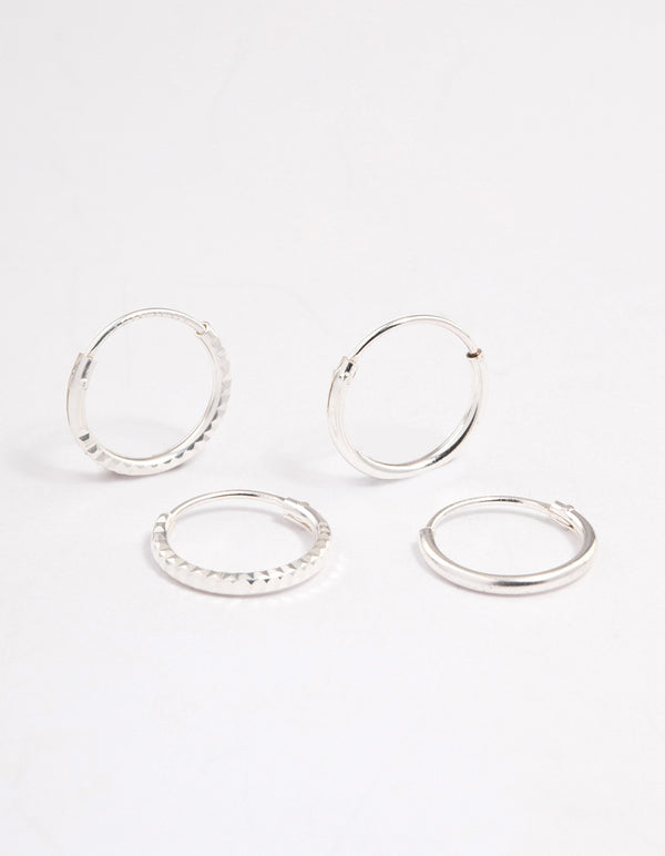 Sterling Silver Textured Hoop Earring Pack