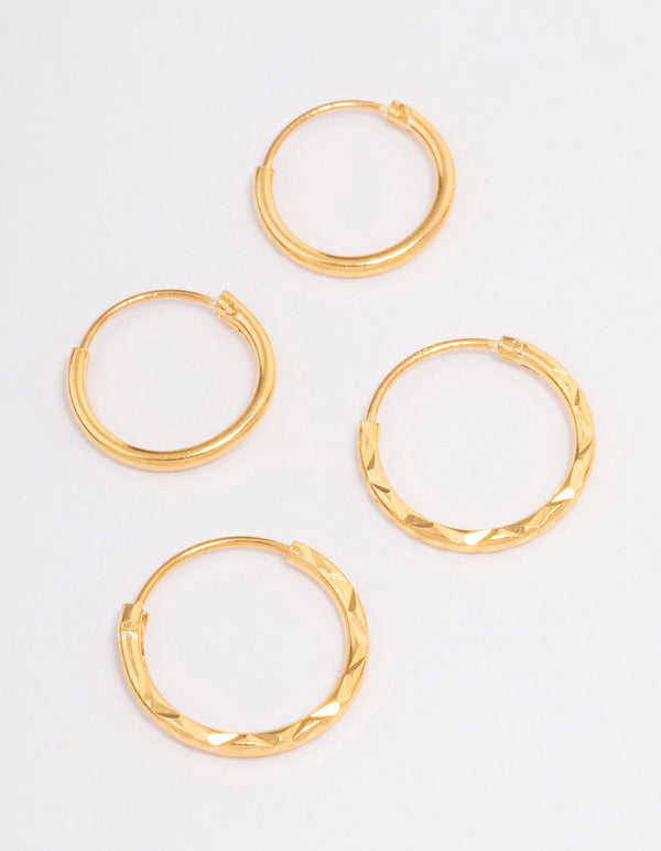 Gold Plated Sterling Silver Spiral Hoop Earring Pack