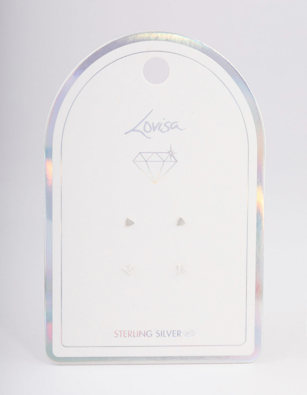 Sterling Silver Plain & Diamante Triangle Stud Earring Pack