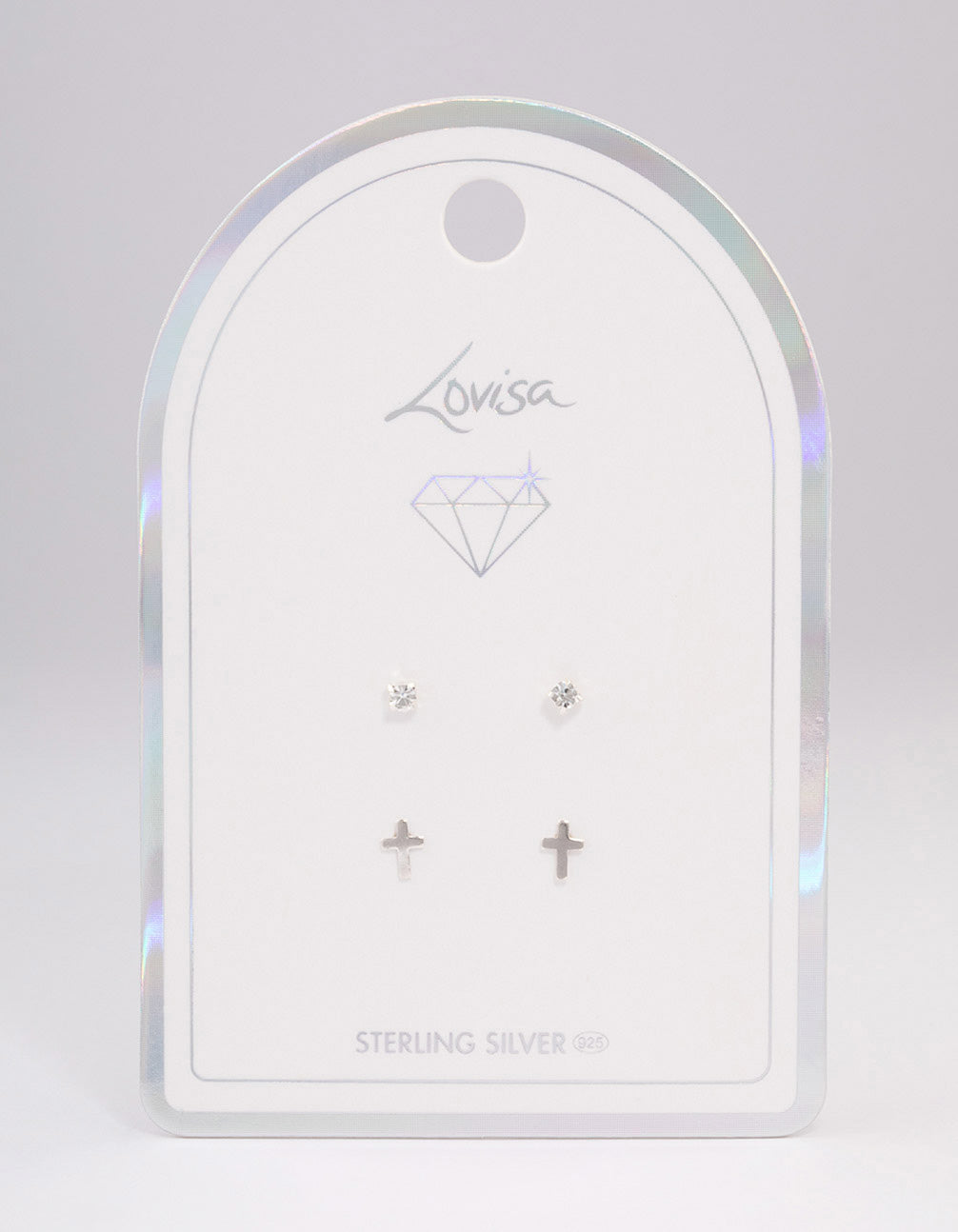 Sterling Silver Diamante Stud & Cross Earring Pack
