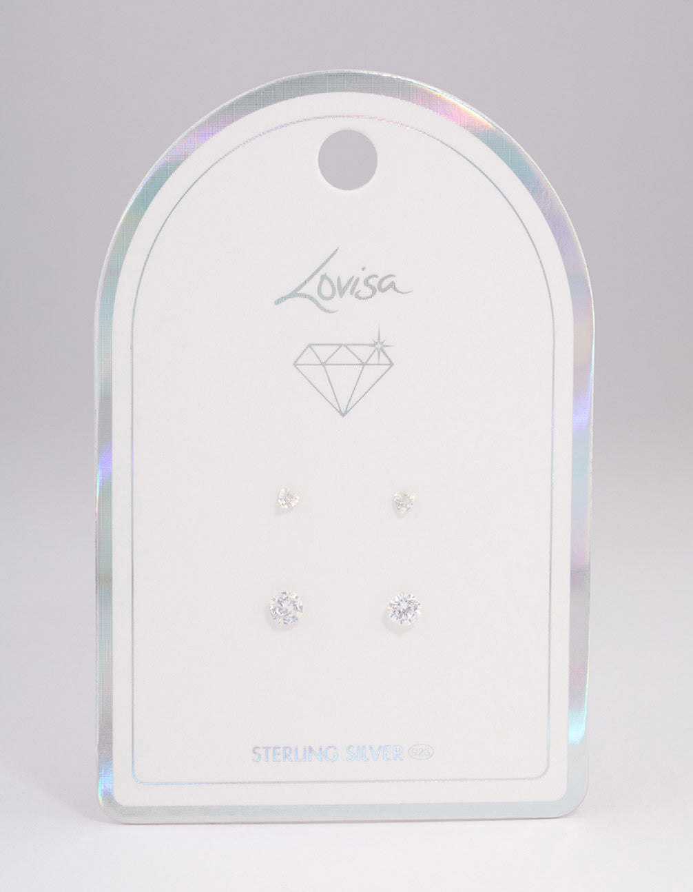 Sterling Silver Diamante Heart Stud Earring Pack