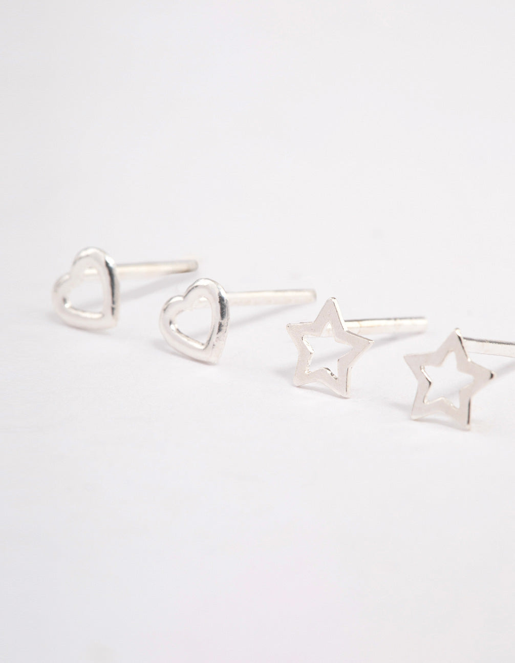 Sterling Silver Cut Out Star & Heart Earring Pack