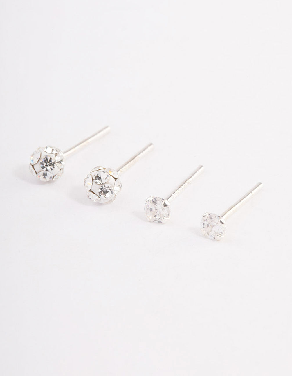 Sterling Silver Diamante & Ball Stud Earring Pack