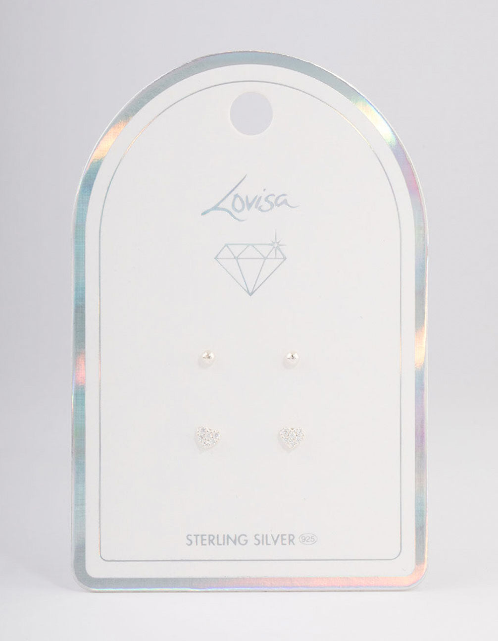 Sterling Silver Diamante Love Heart Stud Earring Pack