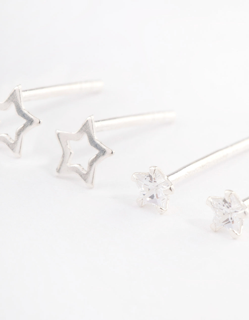 Sterling Silver Diamante & Star Cut Out Earring Pack