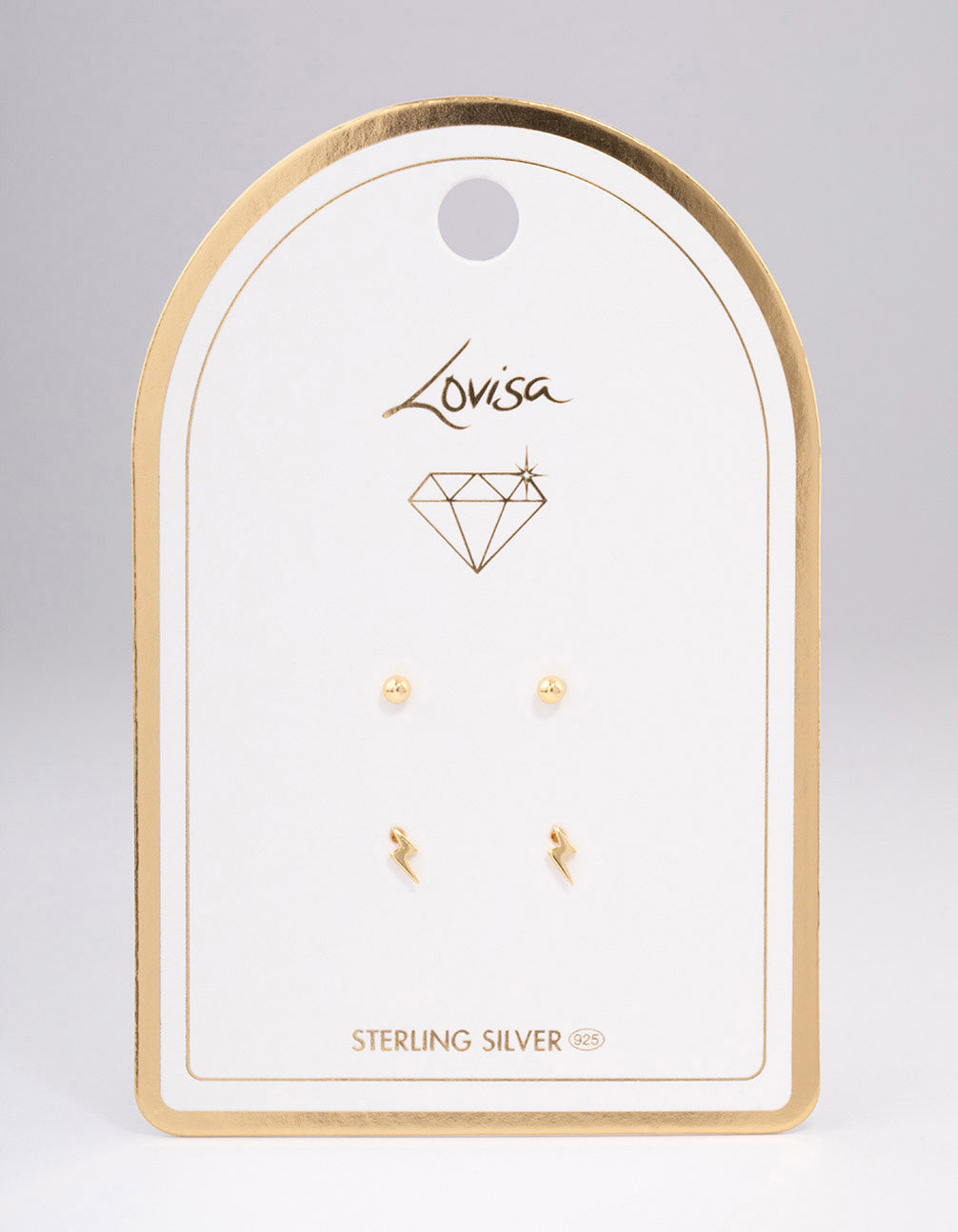 Gold Plated Sterling Silver Lightning Bolt Stud Earring Pack