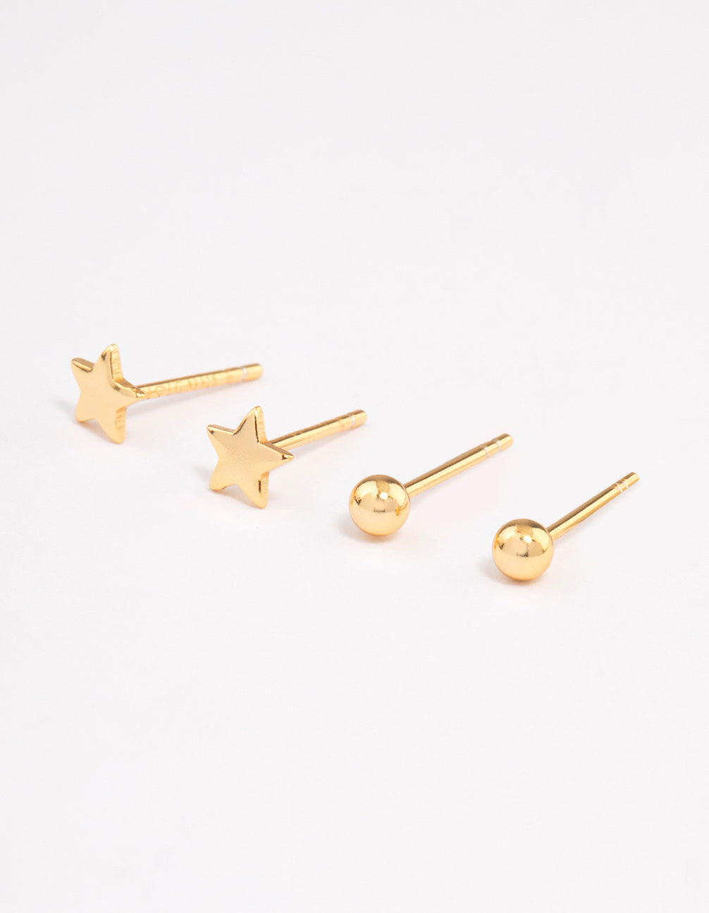 Gold Plated Sterling Silver Solid Star Stud Earring Pack
