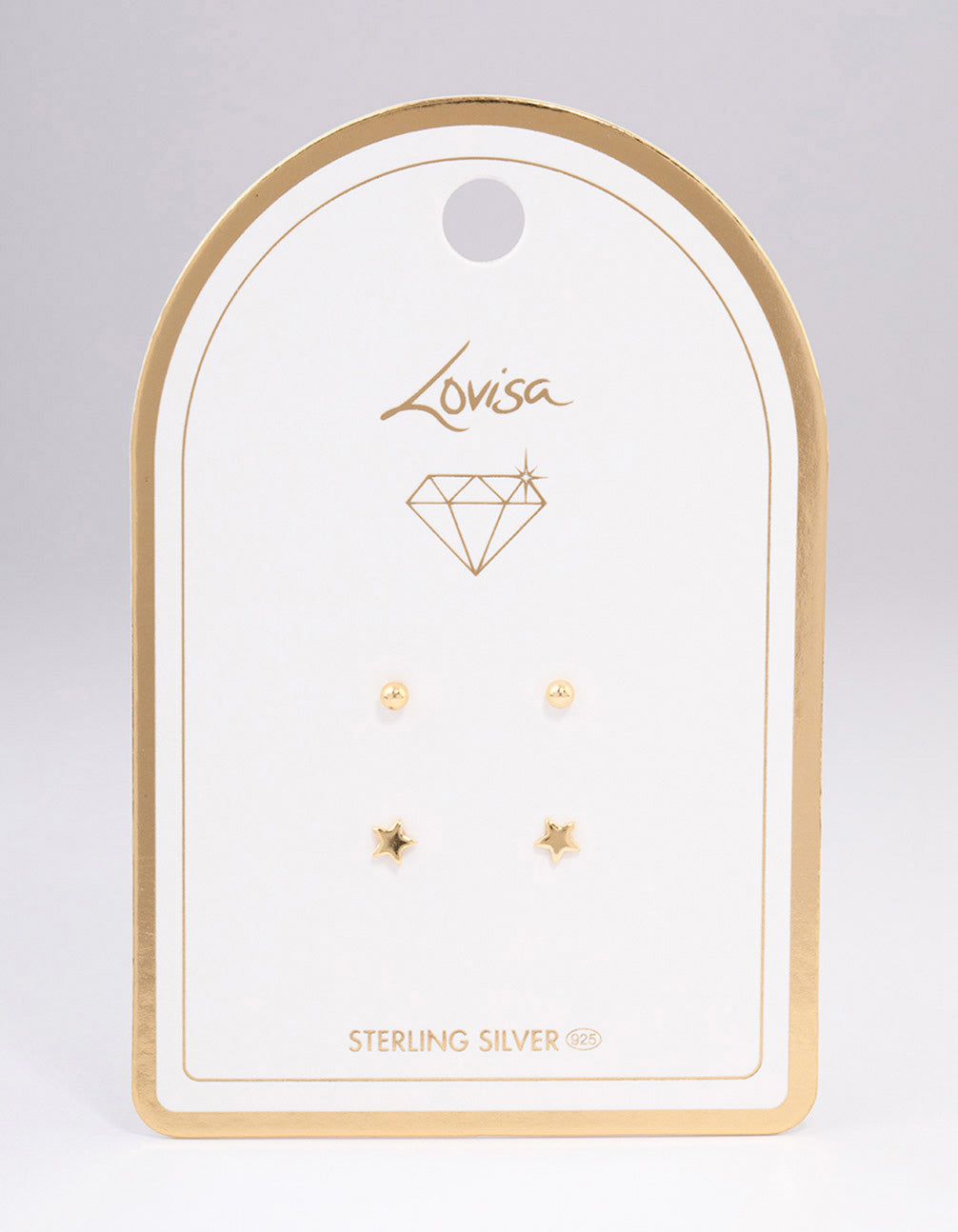 Gold Plated Sterling Silver Solid Star Stud Earring Pack