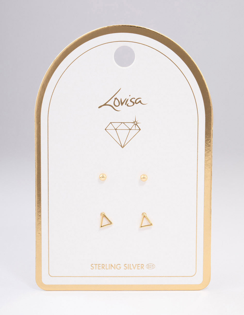 Gold Plated Sterling Silver Plain & Cut Out Triangle Earring Pack