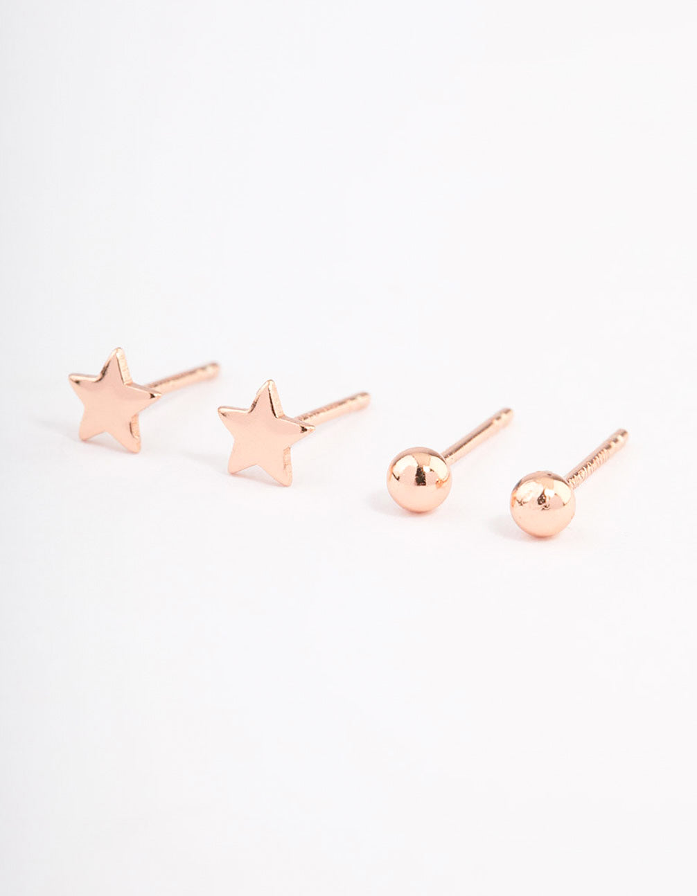 Rose Gold Plated Sterling Silver Solid Stud Earring Pack