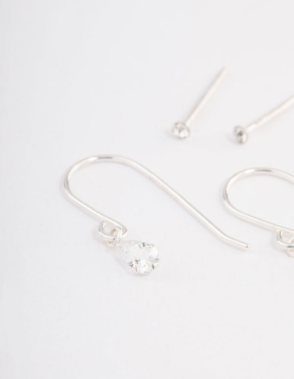 Sterling Silver Diamante Drop Earring Pack