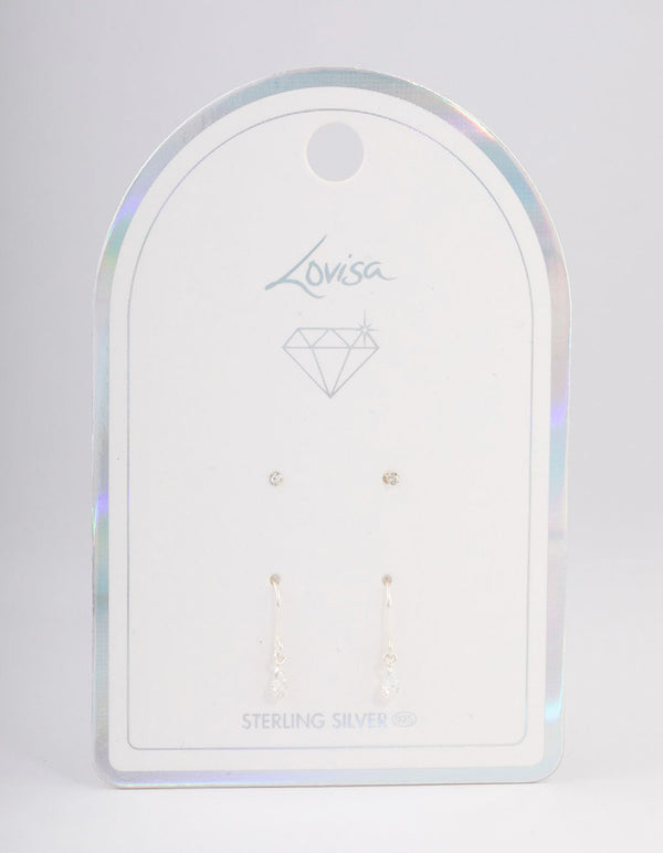 Sterling Silver Diamante Drop Earring Pack