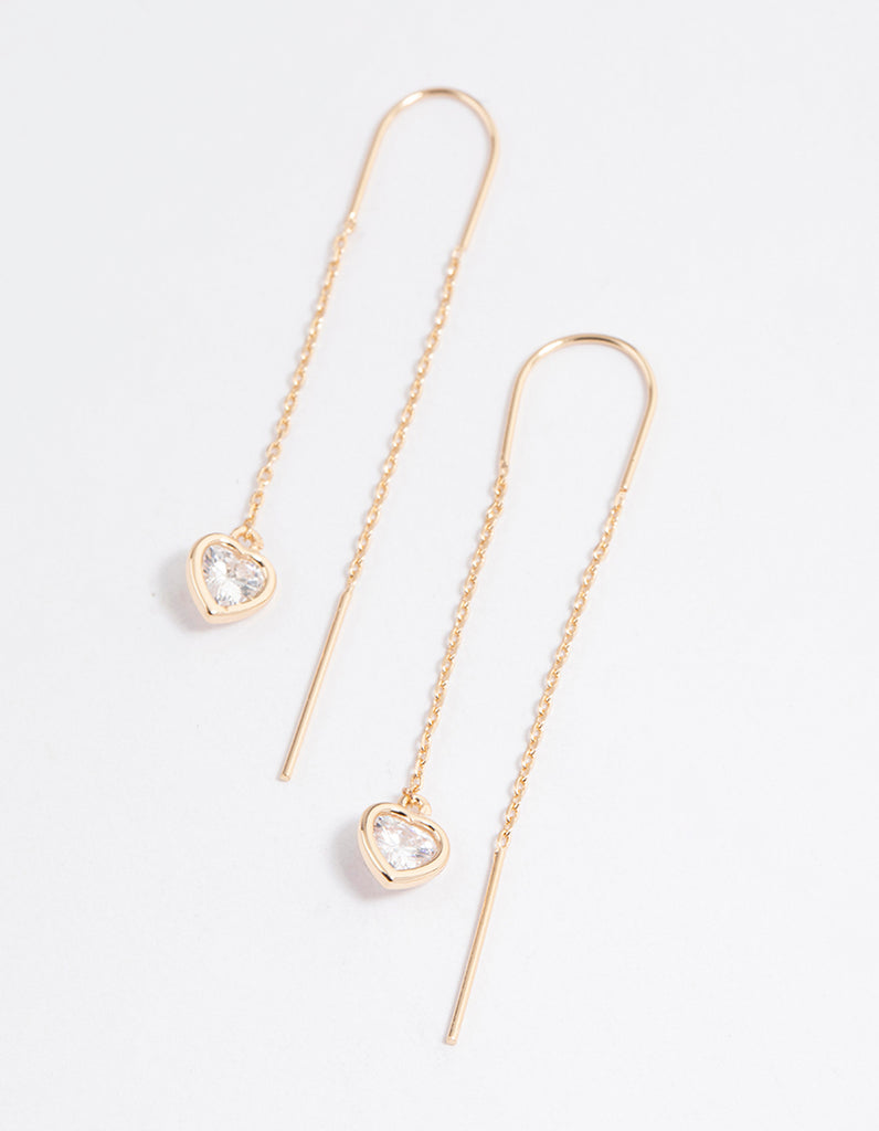 Gold Fan Heart Pendant Threader Earrings Lovisa