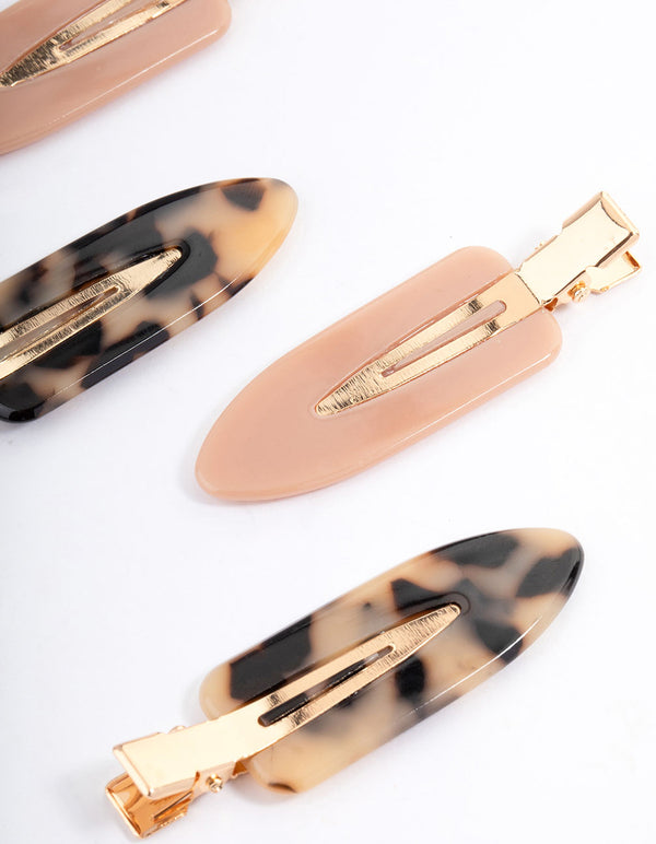 Brown Tortoiseshell Flat Hair Clip 4-Pack