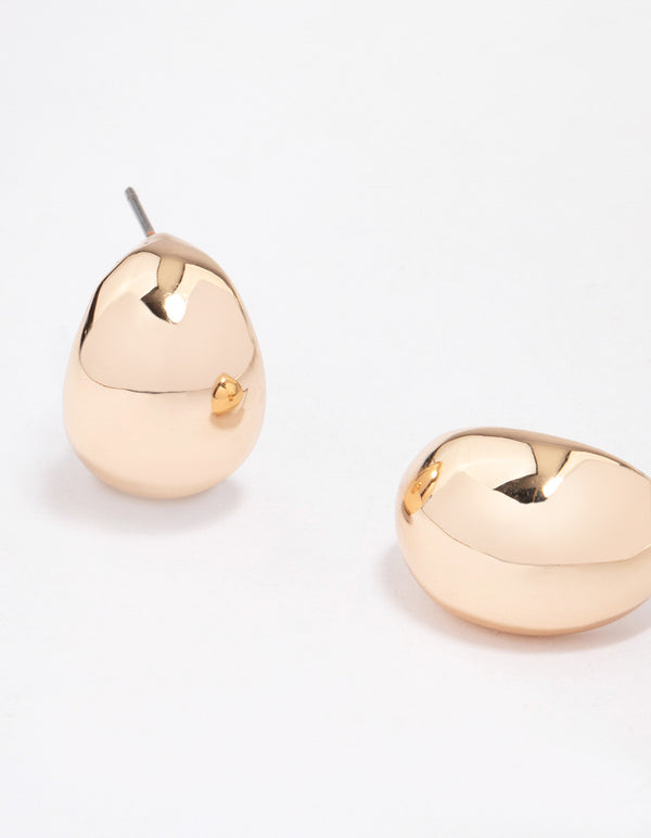 Gold Round Droplet Hoop Earrings