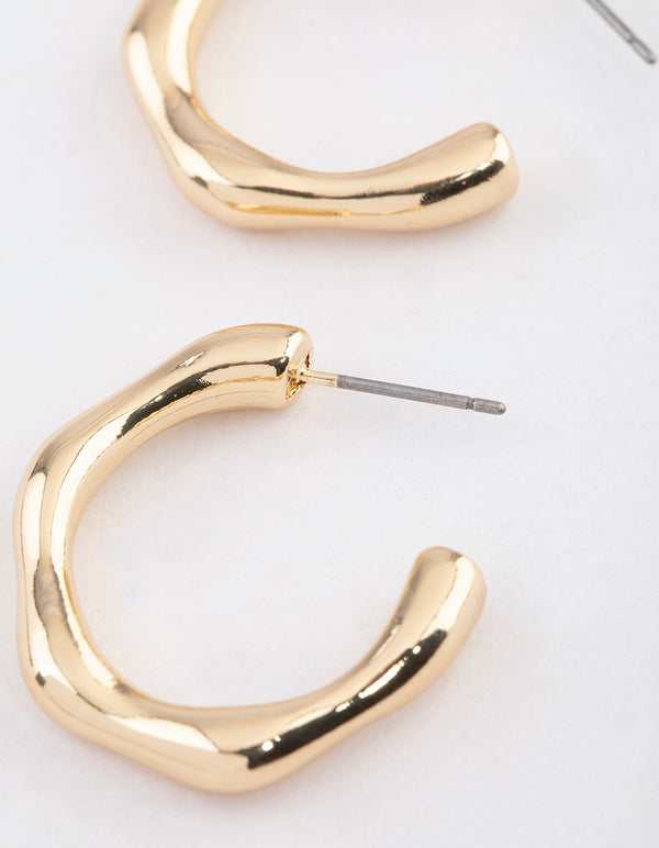 Gold Molten Hoop Earrings