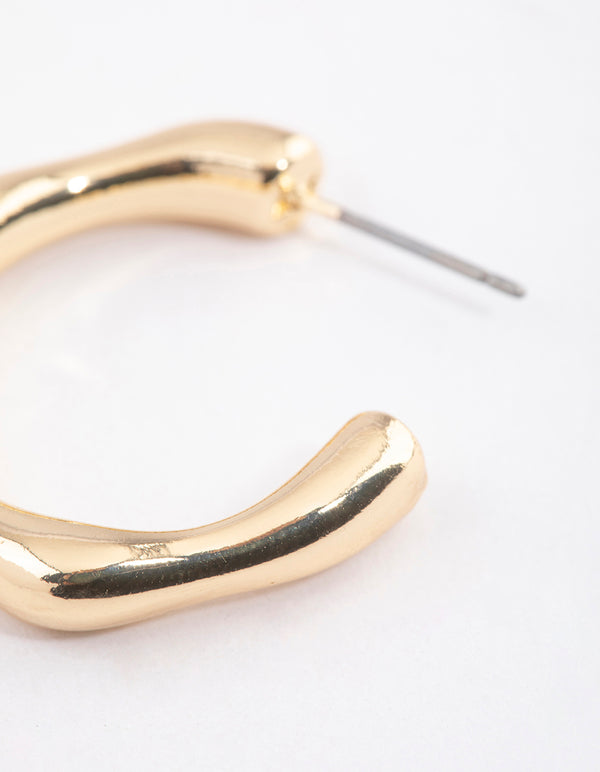 Gold Molten Hoop Earrings