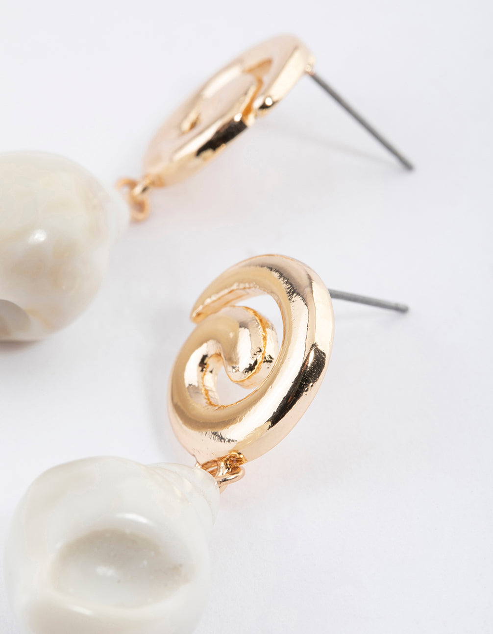 Gold Spiral Shell Drop Earrings