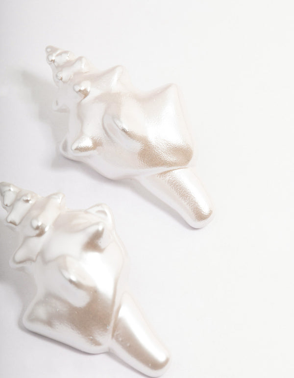 White Pearly Shell Earrings