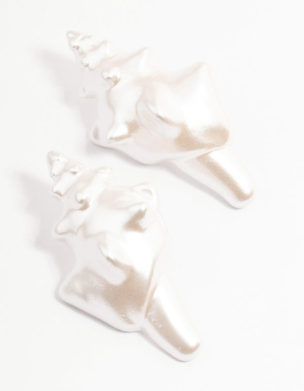 White Pearly Shell Earrings