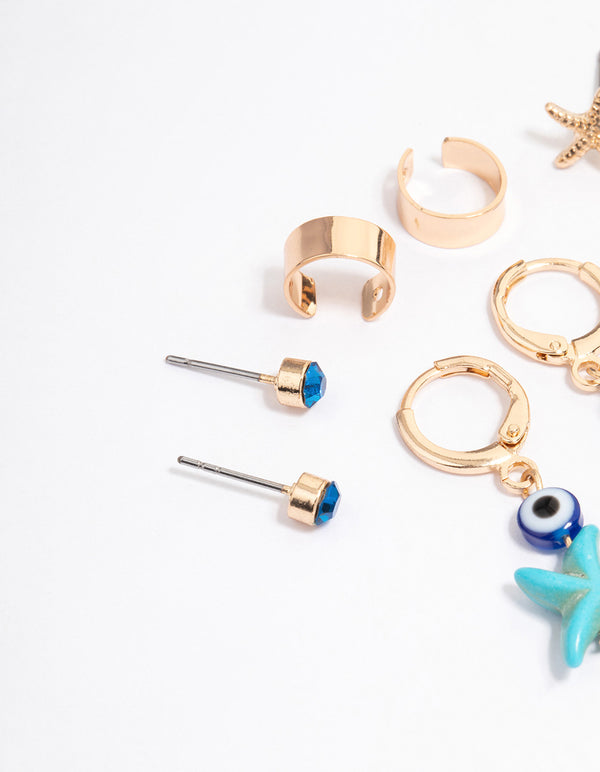 Gold & Blush Sandy Starfish Ear Stack