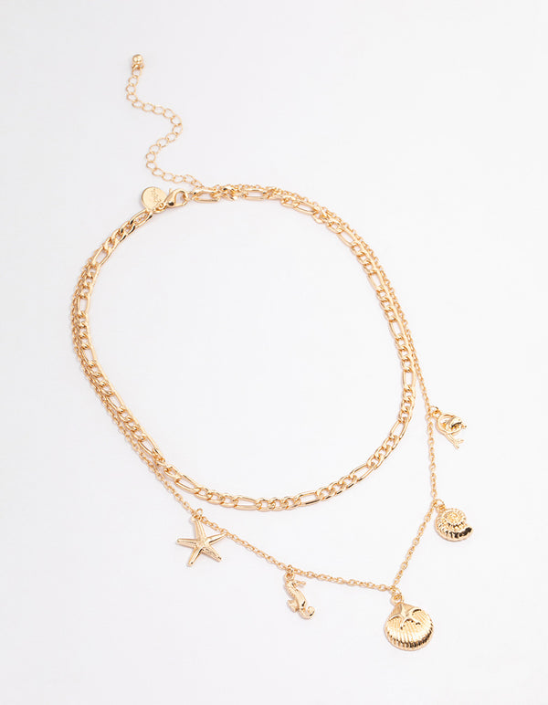 Gold Beach Charm Necklace