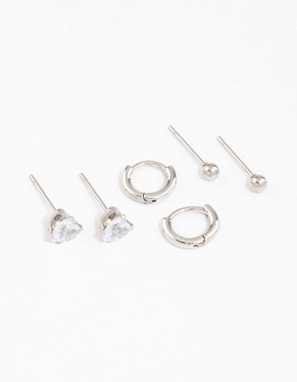 Surgical Steel Cubic Zirconia Princess Cut Earring Pack