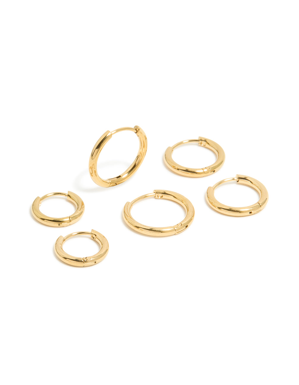 Gold Plated Surgical Steel Thin Classic Hoop Earrings Pack