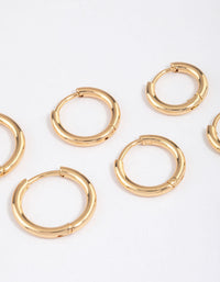 Gold Plated Surgical Steel Thin Classic Hoop Earrings Pack - link has visual effect only