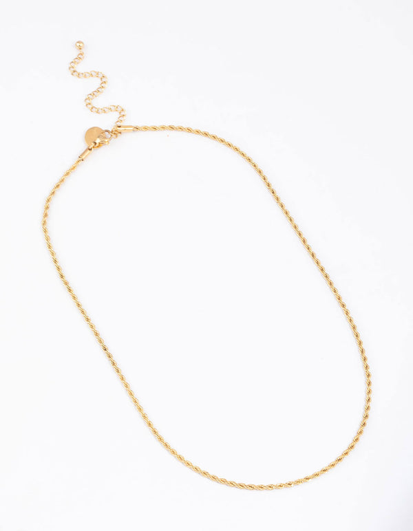 Gold Plated Surgical Steel Twisted Chain Necklace