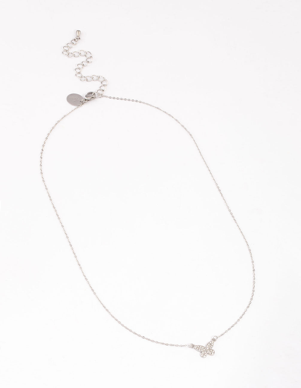 Surgical Steel Pave Butterfly Pendant Necklace