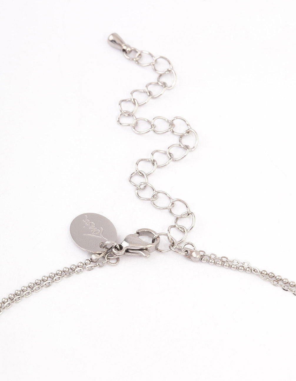 Surgical Steel Cubic Zirconia Bezel Trio Charm Necklace