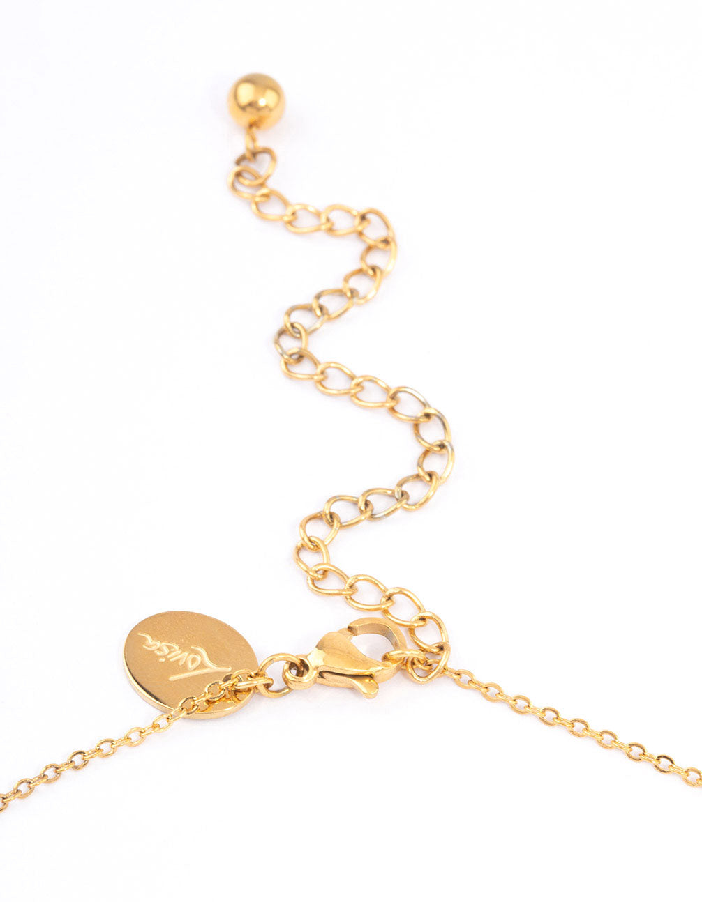 Gold Plated Surgical Steel Black Baguette Stone Pendant Necklace