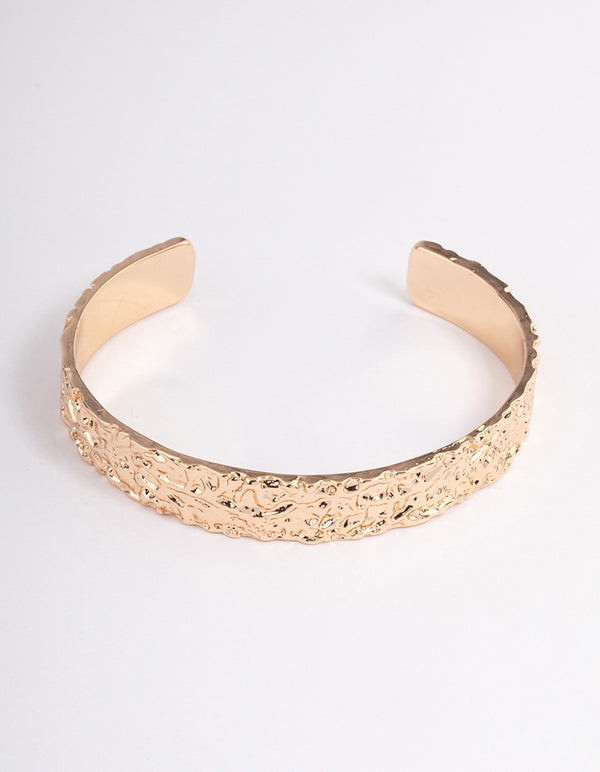 Gold Hammered Wrist Cuff