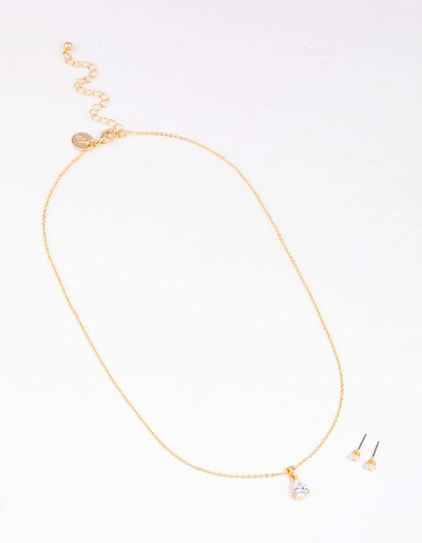 Silver Pearl Drop Necklace & Earring Set