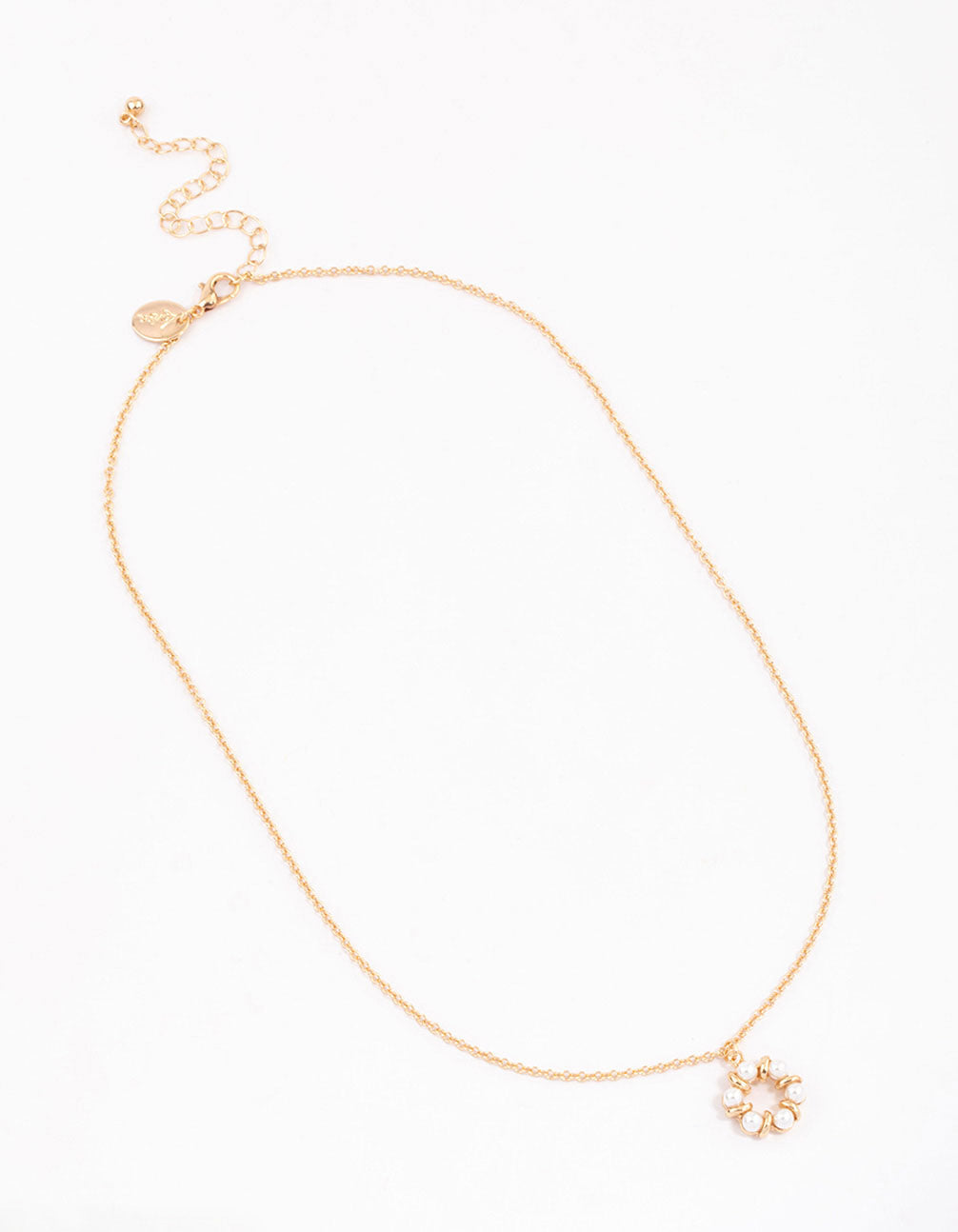 Gold Open Pearl Circle Short Necklace