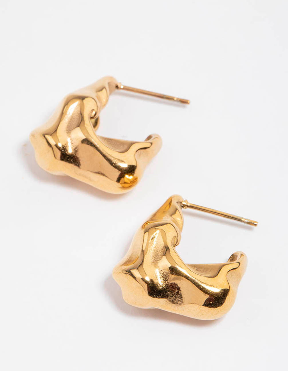 Waterproof Gold Plated Stainless Steel Organic Square Hoop Earrings