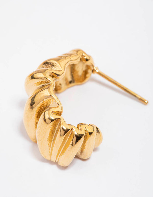 Waterproof Gold Plated Stainless Steel Small Organic Hoop Earrings