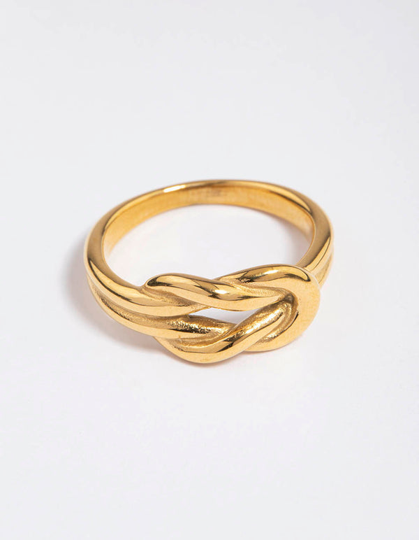 Waterproof Gold Plated Stainless Steel Classic Knotted Ring