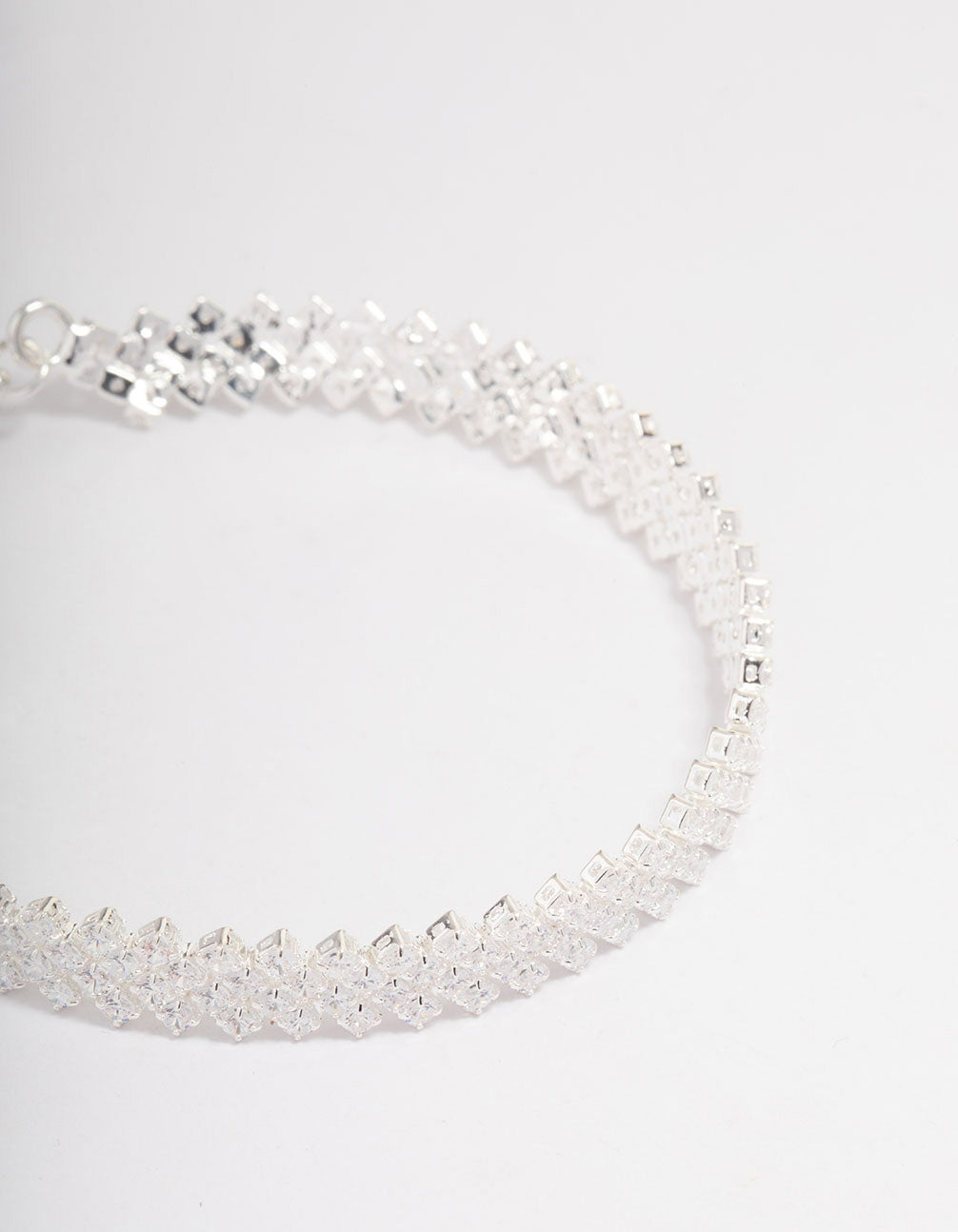 Silver Plated Round Stone Diagonal Tennis Bracelet