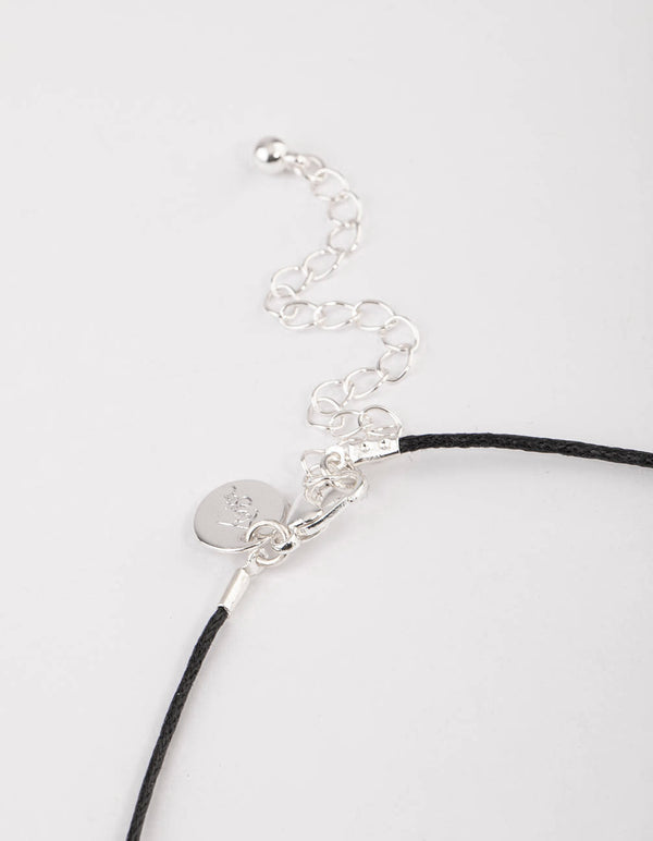 Fabric Clear Quartz Teardrop Collar Necklace