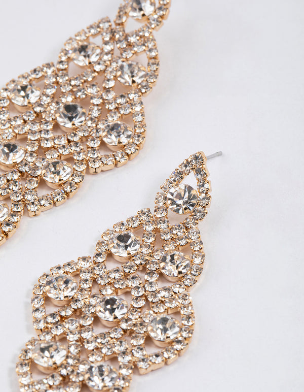 Gold Marquise Chandelier Earrings